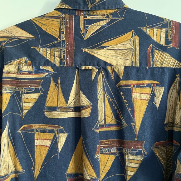 Vintage Sailboat Long Sleeve Button Down Shirt Large - Picture 10 of 12